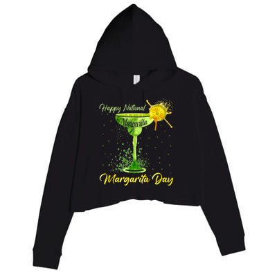 Happy National Margarita Day Funny Gift Crop Fleece Hoodie