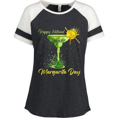 Happy National Margarita Day Funny Gift Enza Ladies Jersey Colorblock Tee