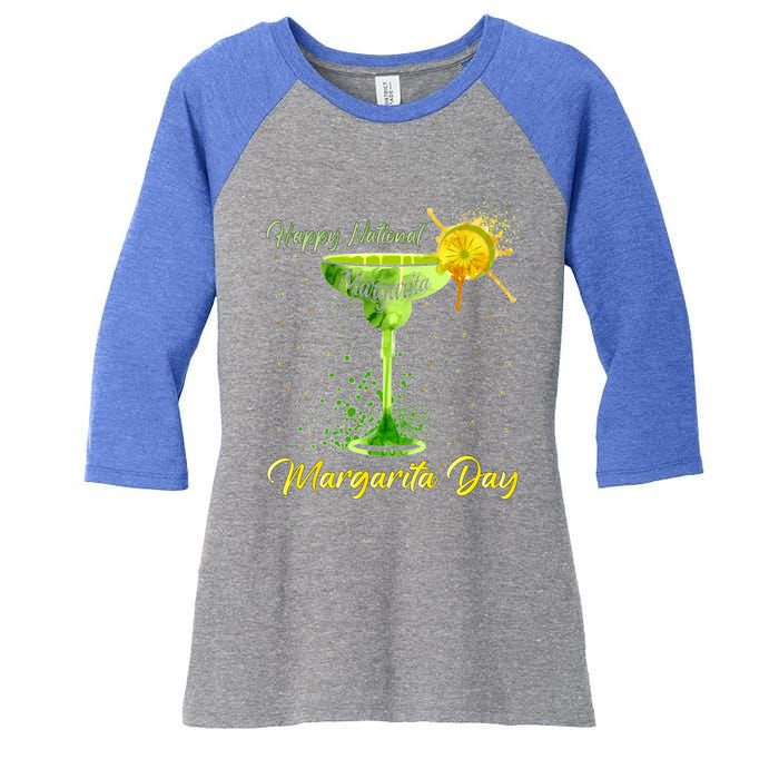 Happy National Margarita Day Funny Gift Women's Tri-Blend 3/4-Sleeve Raglan Shirt