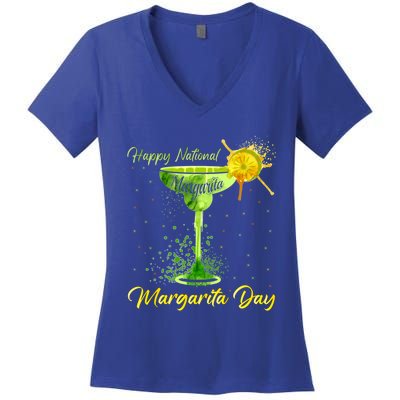 Happy National Margarita Day Funny Gift Women's V-Neck T-Shirt