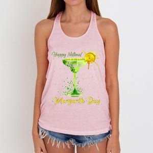 Happy National Margarita Day Funny Gift Women's Knotted Racerback Tank