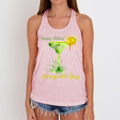 Happy National Margarita Day Funny Gift Women's Knotted Racerback Tank