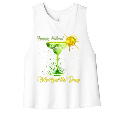 Happy National Margarita Day Funny Gift Women's Racerback Cropped Tank