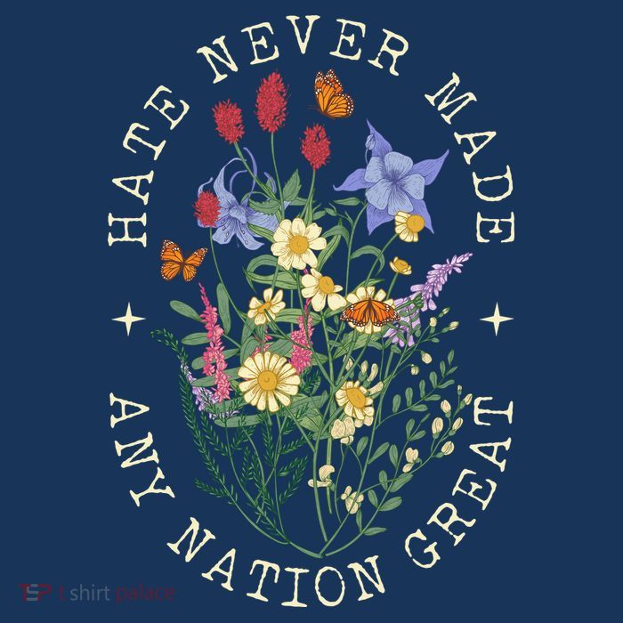 Hate Never Made Any Nation Great Anti Trump Vintage Flowers 7 Panel Mesh Trucker Snapback Hat