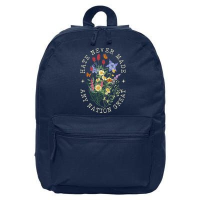 Hate Never Made Any Nation Great Anti Trump Vintage Flowers 16 in Basic Backpack