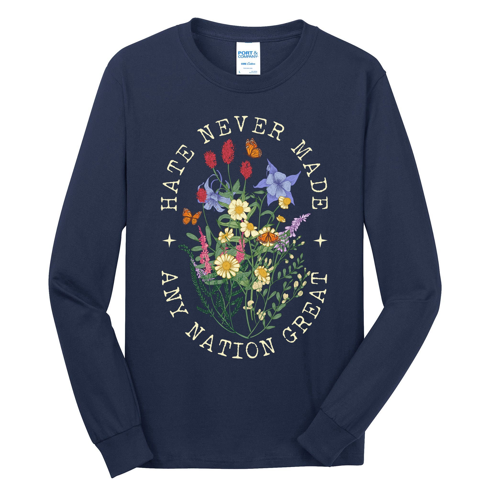 Hate Never Made Any Nation Great Anti Trump Vintage Flowers Tall Long Sleeve T-Shirt