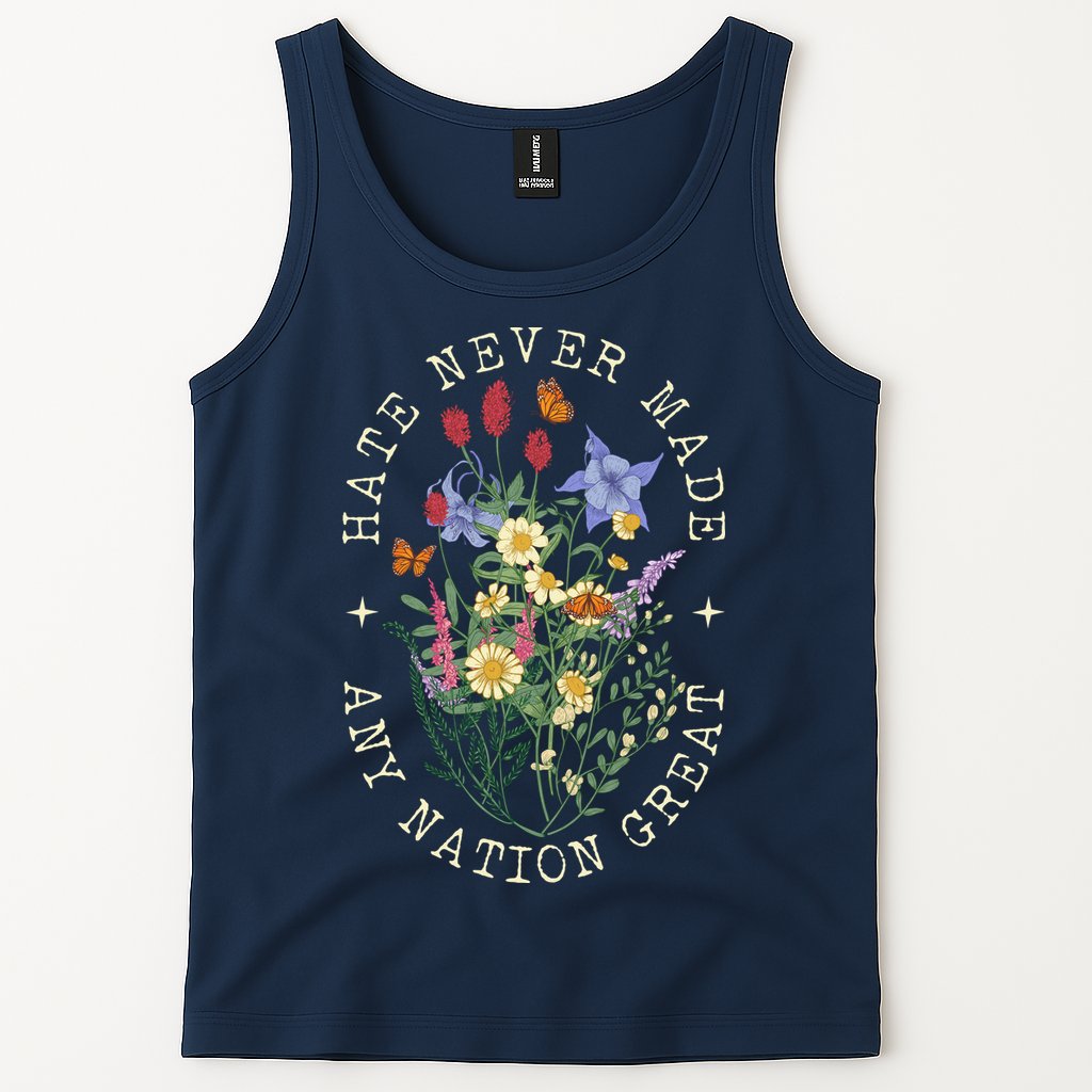 Hate Never Made Any Nation Great Anti Trump Vintage Flowers Tank Top