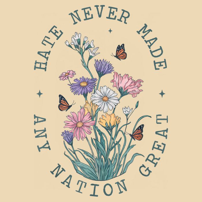 Hate Never Made Any Nation Great Anti Trump Floral Butterflies Drawstring Bag