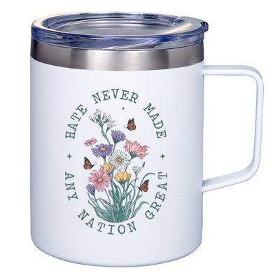 Hate Never Made Any Nation Great Anti Trump Floral Butterflies 12oz Stainless Steel Coffee Mug
