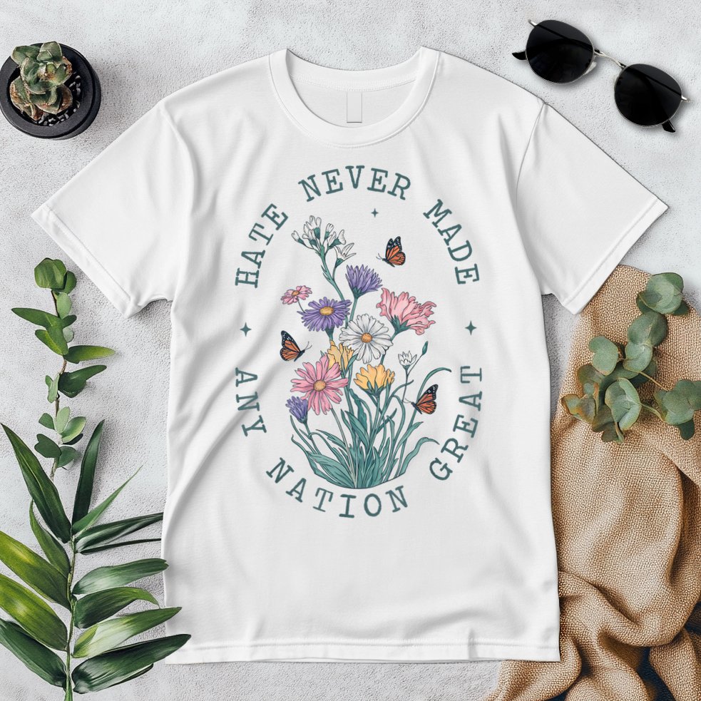 Hate Never Made Any Nation Great Anti Trump Floral Butterflies Premium T-Shirt