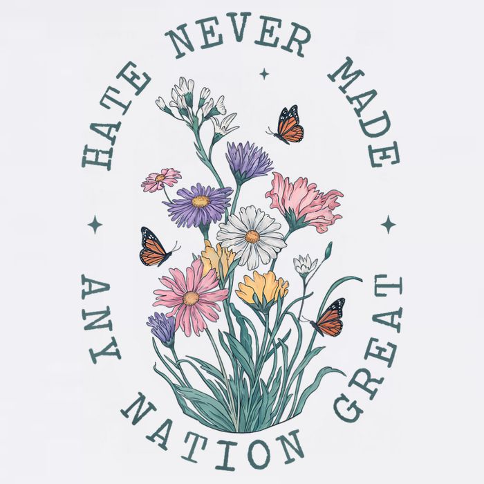 Hate Never Made Any Nation Great Anti Trump Floral Butterflies Baby Bodysuit