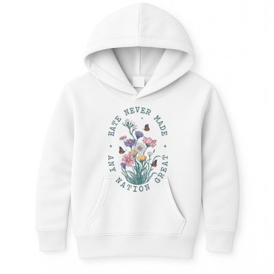 Hate Never Made Any Nation Great Anti Trump Floral Butterflies Kids Hoodie