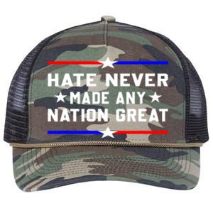 Hate Never Made Any Nation Great Retro Rope Trucker Hat Cap