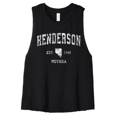 Henderson Nevada Nv Vintage Athletic Sports Design Established Women's Racerback Cropped Tank