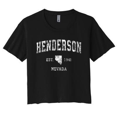 Henderson Nevada Nv Vintage Athletic Sports Design Established Women's Crop Top Tee