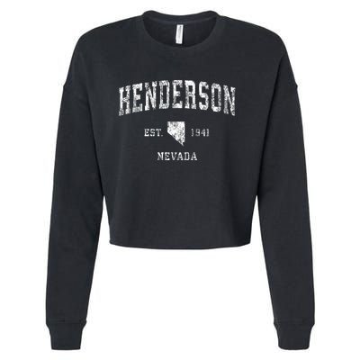 Henderson Nevada Nv Vintage Athletic Sports Design Established Cropped Pullover Crew