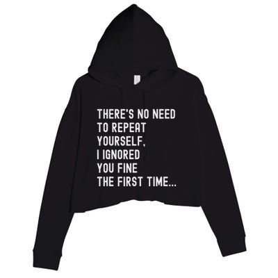 HereS No Need O Repeat Yourself Sarcastic Humor Crop Fleece Hoodie