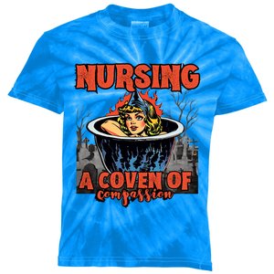 Halloween Nurse Nursing A Coven Of Compassion Gift Kids Tie-Dye T-Shirt