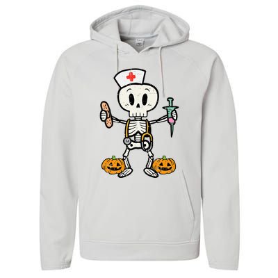 Halloween Nicu Nurse Skeleton Scrub Top Costume Performance Fleece Hoodie