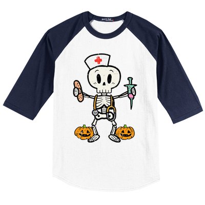 Halloween Nicu Nurse Skeleton Scrub Top Costume Baseball Sleeve Shirt