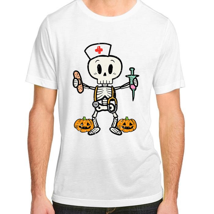 Halloween Nicu Nurse Skeleton Scrub Top Costume Adult ChromaSoft Performance T-Shirt