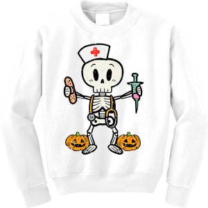 Halloween Nicu Nurse Skeleton Scrub Top Costume Kids Sweatshirt