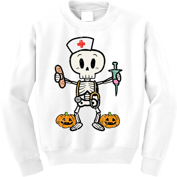 Halloween Nicu Nurse Skeleton Scrub Top Costume Kids Sweatshirt