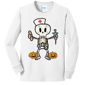 Halloween Nicu Nurse Skeleton Scrub Top Costume Kids Long Sleeve Shirt