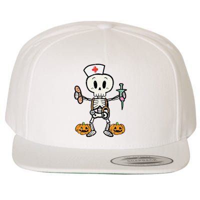 Halloween Nicu Nurse Skeleton Scrub Top Costume Wool Snapback Cap