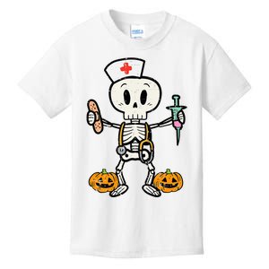 Halloween Nicu Nurse Skeleton Scrub Top Costume Kids T-Shirt