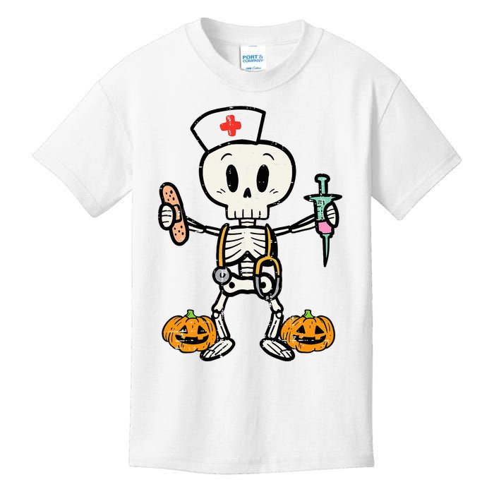 Halloween Nicu Nurse Skeleton Scrub Top Costume Kids T-Shirt