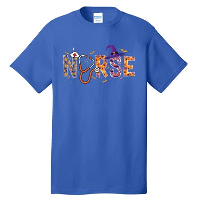 Halloween Nurse Nursing Cute Health Worker Halloween Pattern Tall T-Shirt