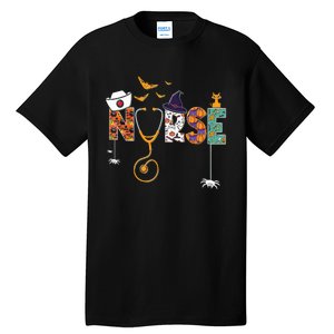 Halloween Nurse Nursing Cute Health Worker Halloween Pattern Tall T-Shirt