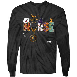 Halloween Nurse Nursing Cute Health Worker Halloween Pattern Tie-Dye Long Sleeve Shirt