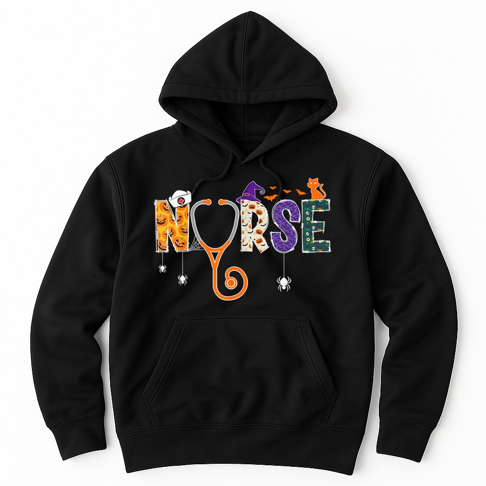Halloween Nurse Nursing CNA RN LPN Halloween Cat Hoodie