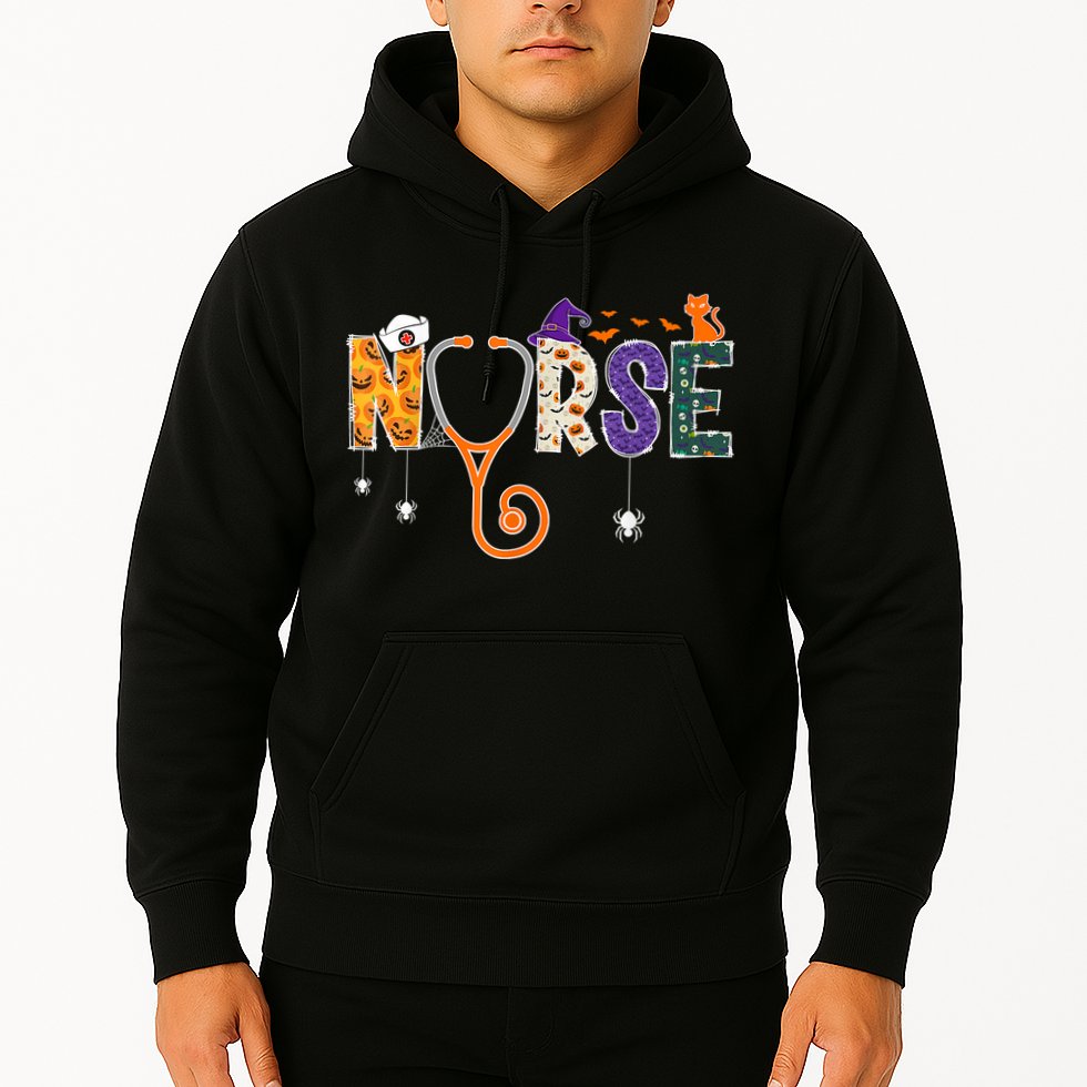 Halloween Nurse Nursing CNA RN LPN Halloween Cat Hoodie