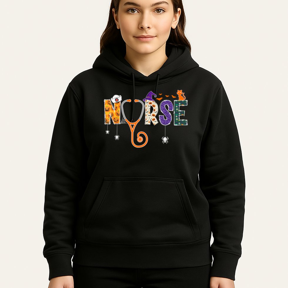 Halloween Nurse Nursing CNA RN LPN Halloween Cat Hoodie