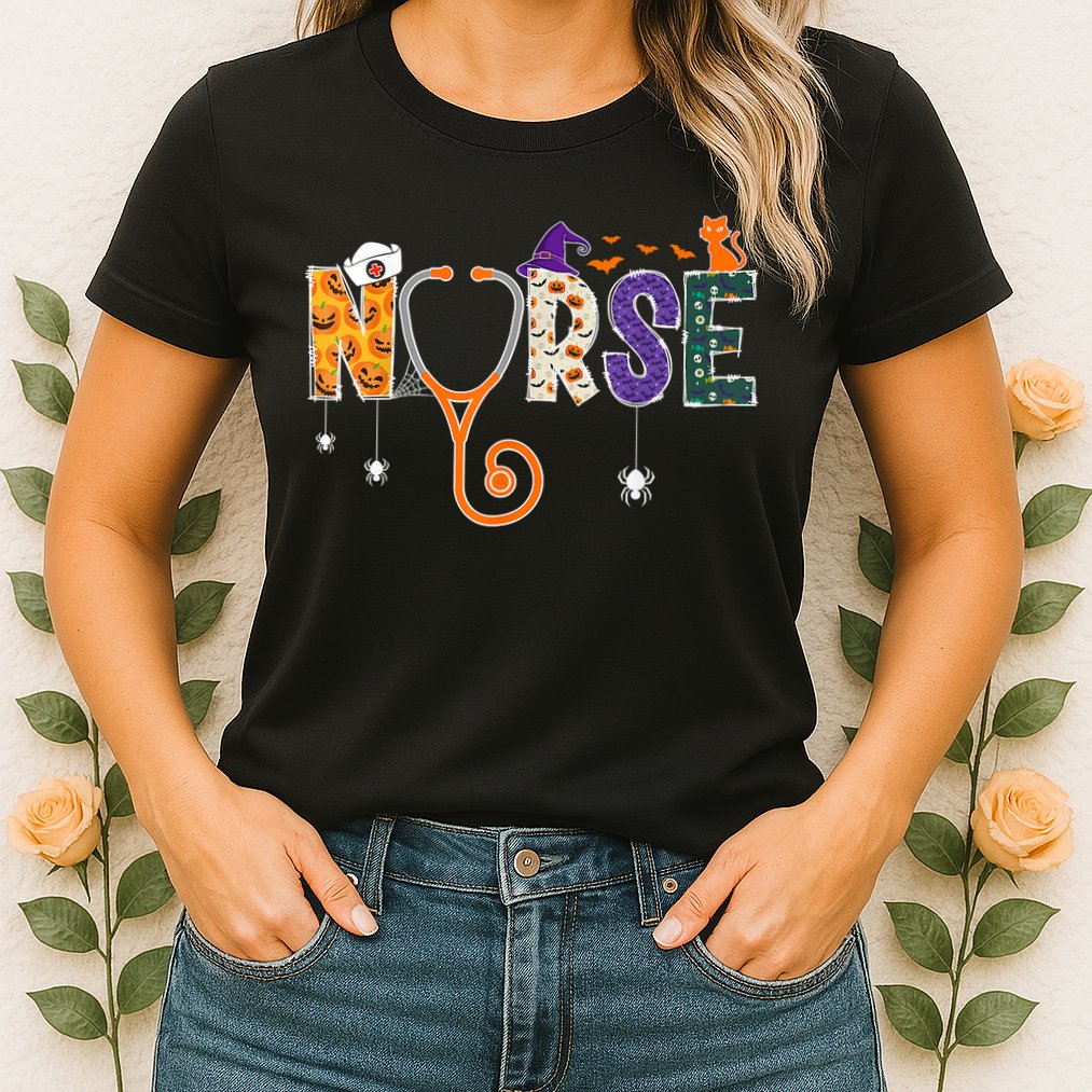 Halloween Nurse Nursing CNA RN LPN Halloween Cat Womens T-Shirt