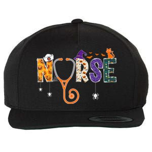 Halloween Nurse Nursing CNA RN LPN Halloween Cat Wool Snapback Cap