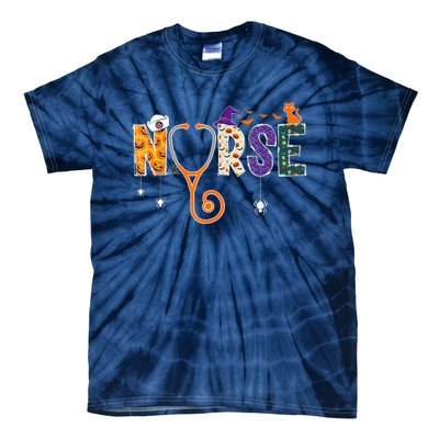 Halloween Nurse Nursing CNA RN LPN Halloween Cat Tie-Dye T-Shirt