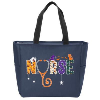 Halloween Nurse Nursing CNA RN LPN Halloween Cat Zip Tote Bag