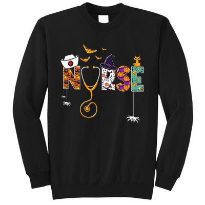 Halloween Nurse Nursing Cute Health Worker Halloween Pattern Sweatshirt