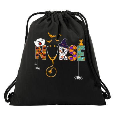 Halloween Nurse Nursing Cute Health Worker Halloween Pattern Drawstring Bag