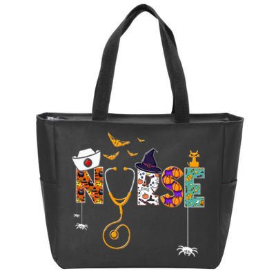 Halloween Nurse Nursing Cute Health Worker Halloween Pattern Zip Tote Bag