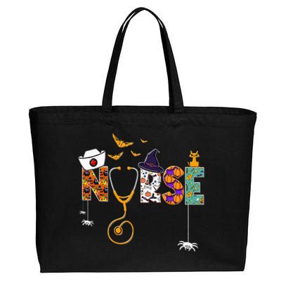 Halloween Nurse Nursing Cute Health Worker Halloween Pattern Cotton Canvas Jumbo Tote