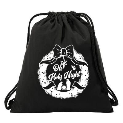 Holy Night Nativity Wreath Christmas Star Jesus Angel Drawstring Bag