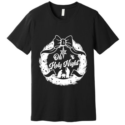 Holy Night Nativity Wreath Christmas Star Jesus Angel Premium T-Shirt