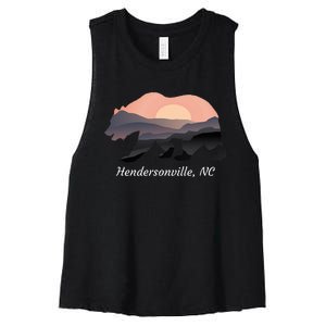 Hendersonville Nc North Carolina Wildlife Bear Blue Ridge Mt Women's Racerback Cropped Tank