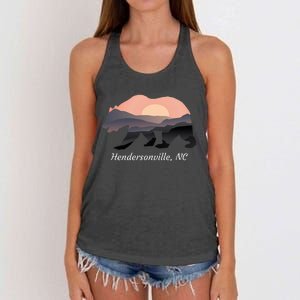 Hendersonville Nc North Carolina Wildlife Bear Blue Ridge Mt Women's Knotted Racerback Tank