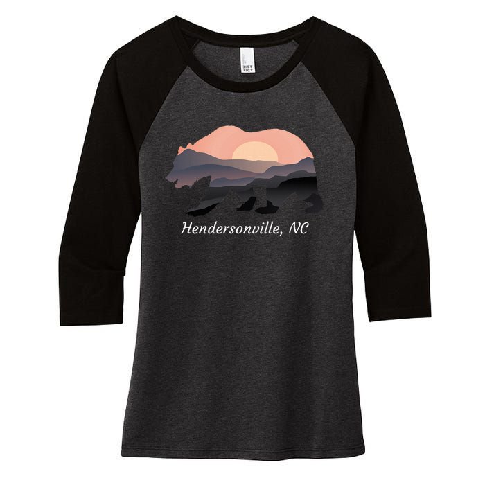 Hendersonville Nc North Carolina Wildlife Bear Blue Ridge Mt Women's Tri-Blend 3/4-Sleeve Raglan Shirt